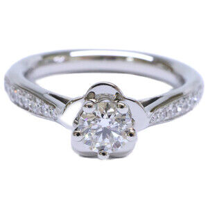 CHANEL (Chanel) Newly polished Pt950 CMLA Soli Pave 0.32ct Camellia Half Eter...